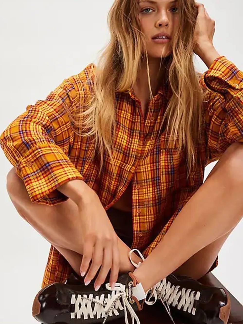 Free People Hallie Plaid Shirt Jacket Shacket Castaway XL NWT Grunge 90s Flannel